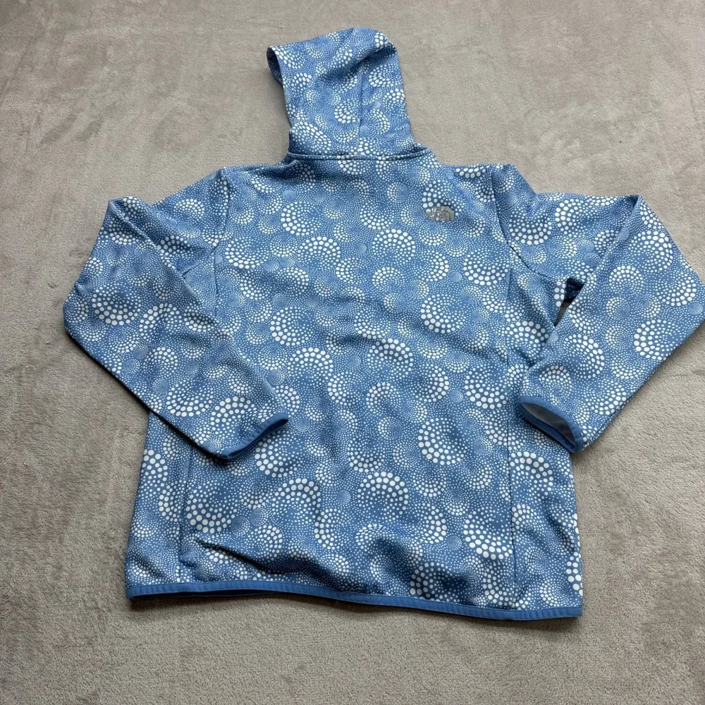 The North Face Full Zip Hoodie Girls XL‎ Blue Polka Dot Swirl Softshell Jacket